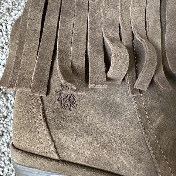 Fly London Suede Wedge bootie with fringe in Taupe/brown - Picture 4 of 8